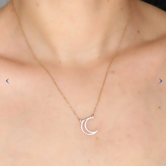 Elara Fae Jewelry - 18k Gold Moon Necklace